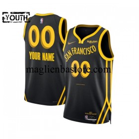 Maglia NBA Golden State Warriors Personalizzate 2023-2024 Nike City Edition Nero Swingman - Bambino